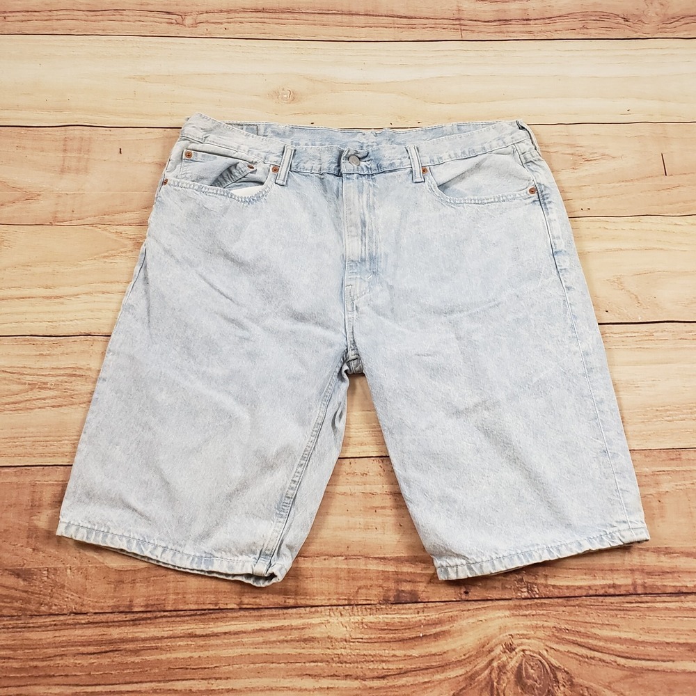 Levis 502 Shorts Mens 40 Blue Denim Outdoors Light Wash Jean Workwear Adult A9*